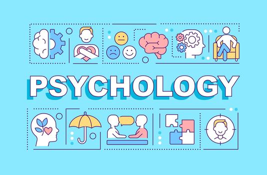 Psychology word concepts blue banner