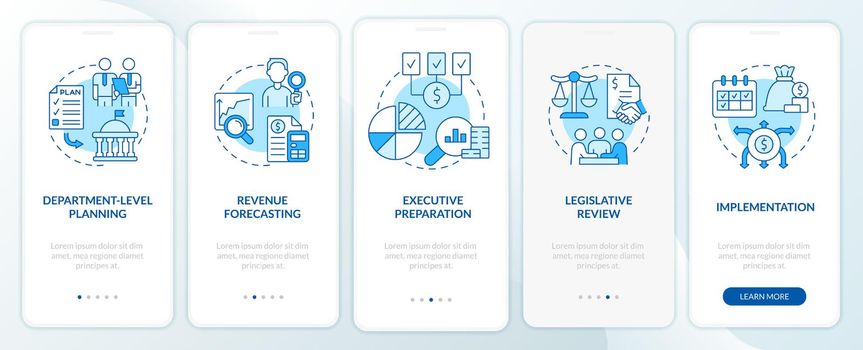 Budgeting process blue onboarding mobile app screen
