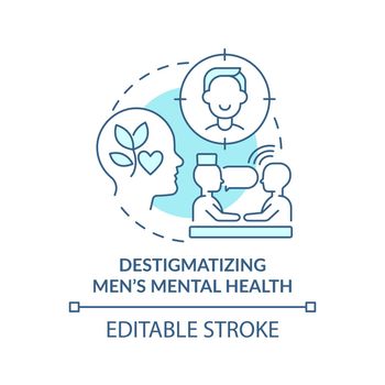 Destigmatizing men mental health turquoise concept icon