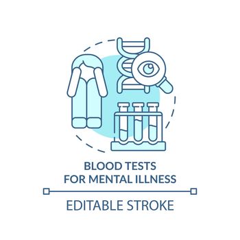 Blood tests for mental illness turquoise concept icon