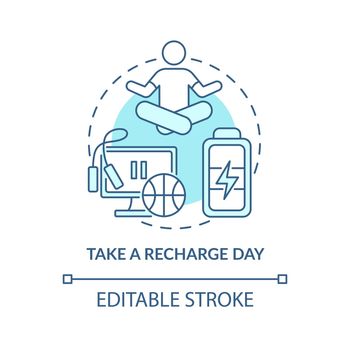 Take recharge day turquoise concept icon
