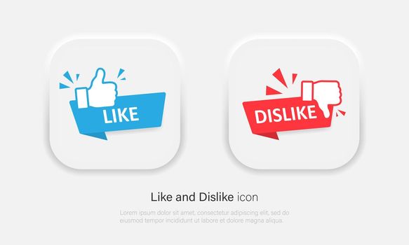 Thumbs up and thumbs down. Like or dislike buttons symbols in neumorphism style. Vector EPS 10