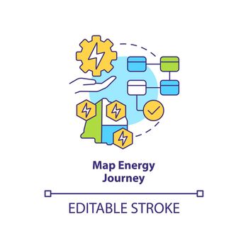 Map energy journey concept icon