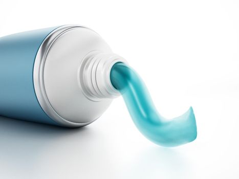 Toothpaste coming out of tube. 3D illustration