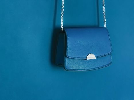 Blue fashionable leather purse with silver details as designer bag and stylish accessory, female fashion and luxury style handbag collection