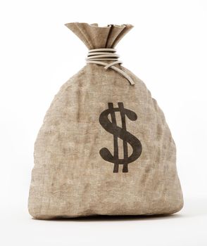 Money sack with dollar icon. 3D illustration