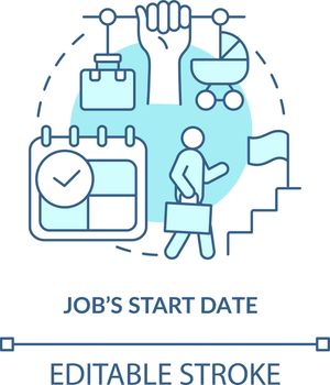 Job start date blue concept icon