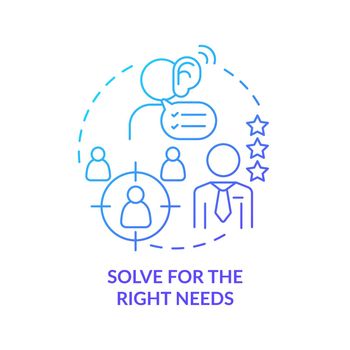 Solve for right needs blue gradient concept icon