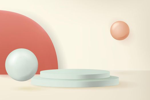 Abstract background with empty pedestal in pastel colors. Vector illustration for product demonstration