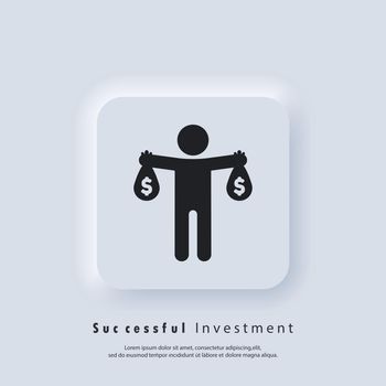 Successful investment. Financial indicatorsicon. Business productivity improvement. Fund icon, return on investment, consolidation of finance. Successful business icon.
