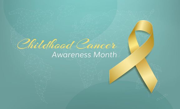 Childhood cancer awareness month concept. Banner with gold ribbon awareness and text. 