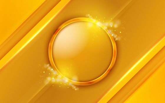 Golden circle frame on yellow  background 