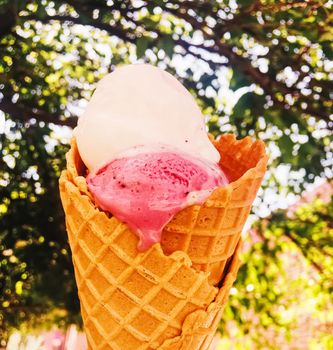 Sweet melting ice cream in summer