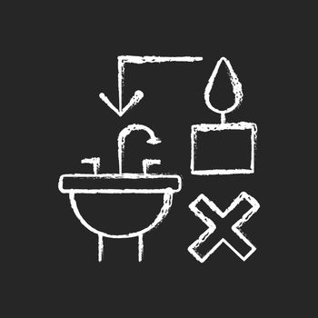 Never throw hot wax down sink chalk white manual label icon on dark background