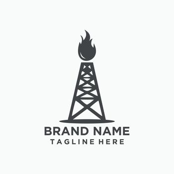 Retro Modern Oil Logo With Fire