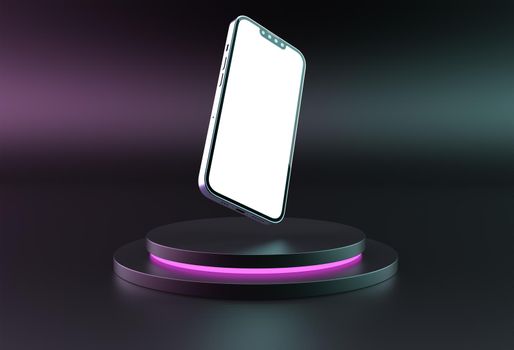 Generic smartphone on a futuristic podium