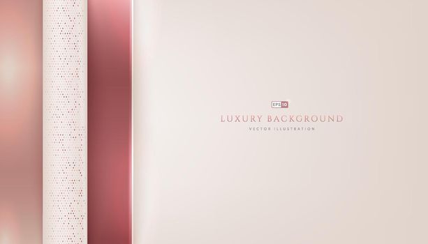 Abstract pink gold geometric overlapping on cream, white color background with space for your text. Shiny glitter decorate. Luxury and elegant style. Modern and minimal template. Vector illustration.
