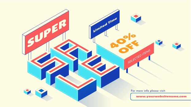 Sale Banner or Background with Isometric Type