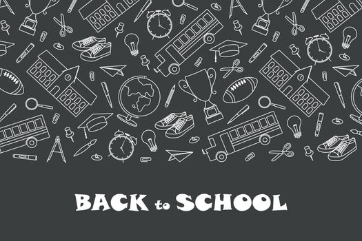 Back to school banners template with hand drawn school supplies. 