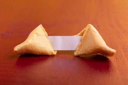 close up chinese new year fortune cookie