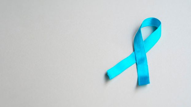 high angle blue ribbon with copy space