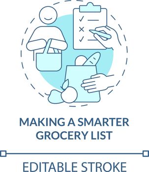 Making smarter grocery list blue concept icon