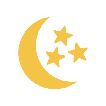 Crescent moon and star icon. Vector.