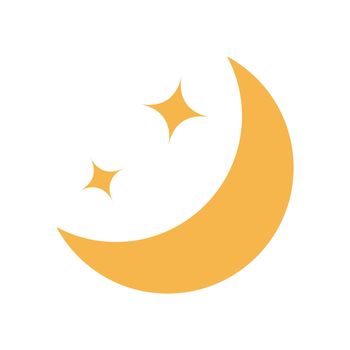 Crescent moon and glitter icon. Vector.