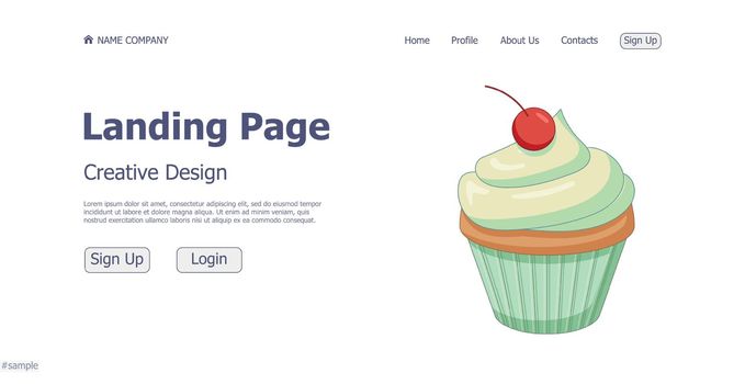 Design concept for confectionery shop website landing page - Vector