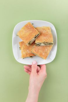 Greek Pie Spanakopita with Spinach and Cheese