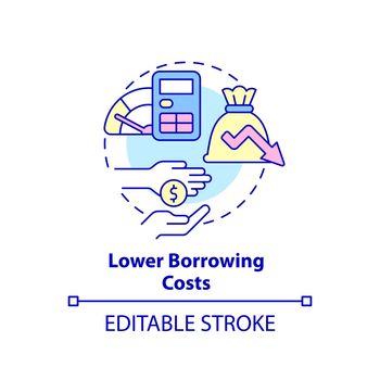 Lower borrowing costs concept icon
