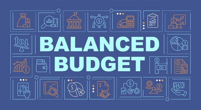 Balanced budget word concepts blue banner