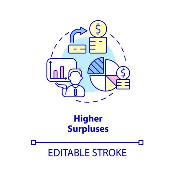 Higher surpluses concept icon