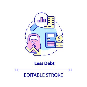 Less debt concept icon