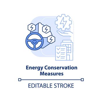 Energy conservation measures blue light concept icon