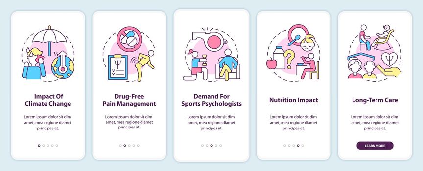 Trends in psychology and mental health onboarding mobile app screen