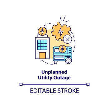 Unplanned utility outage concept icon