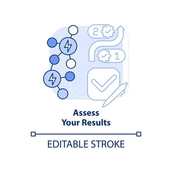 Assess results blue light concept icon
