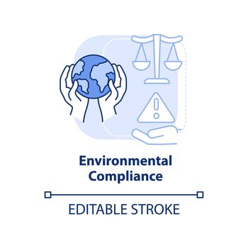 Environmental compliance blue light concept icon