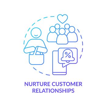 Nurture customer relationships blue gradient concept icon