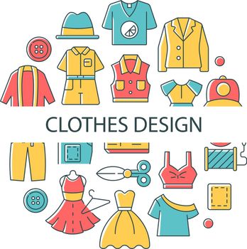 Clothes design abstract color concept layout with headline