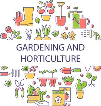 Gardening and horticulture abstract color concept layout with headline