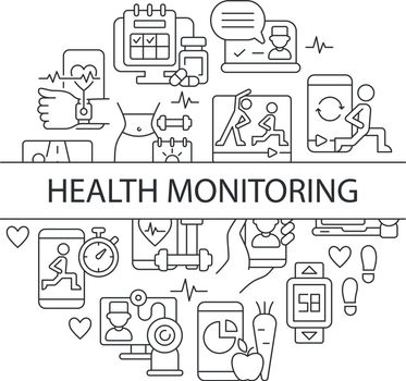 Health monitoring abstract linear concept layout with headline