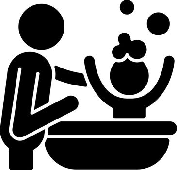 Bathing child black glyph icon