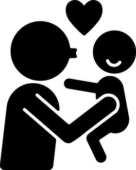Kissing child on cheek black glyph icon