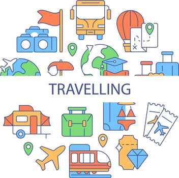Travel abstract color concept layout with headline