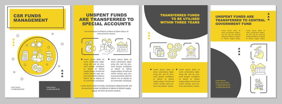 Corporate social responsibility funds yellow brochure template