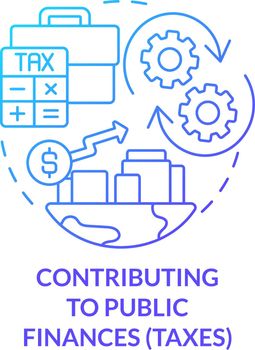 Contributing to public finances blue gradient concept icon