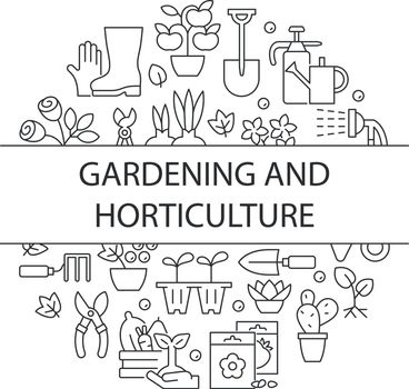Gardening abstract linear concept layout with headline