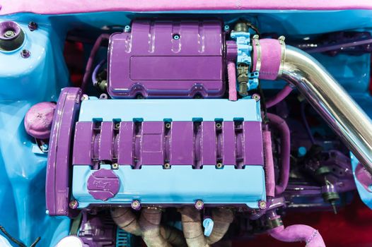 Purple and blue engine